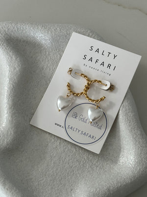 Heart Pearl Drop Earrings