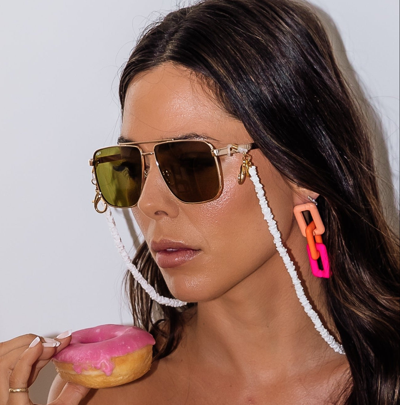 Retro Chain Resin Earring Pink Mix