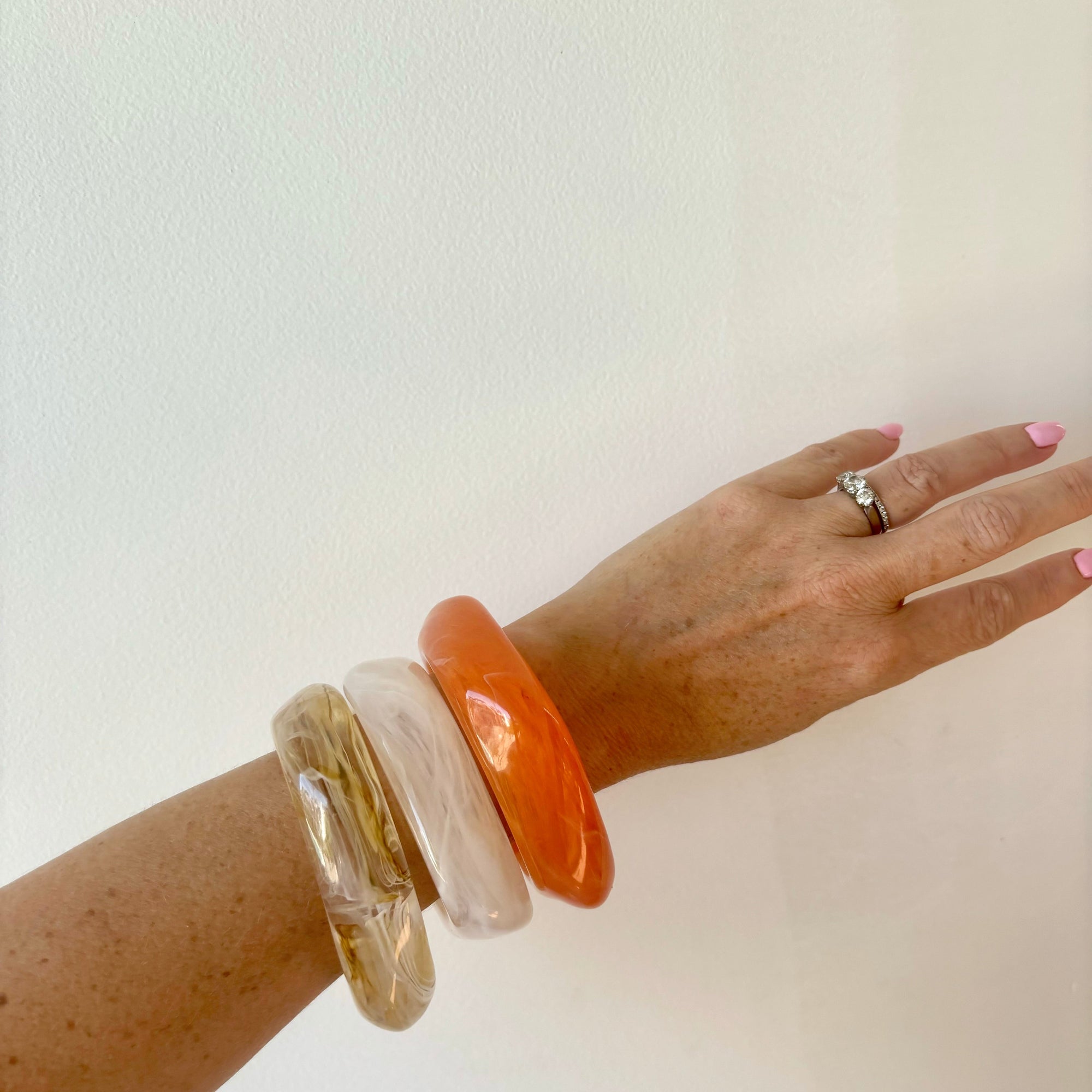 Rita Resin Chunky Bangle - Tangerine