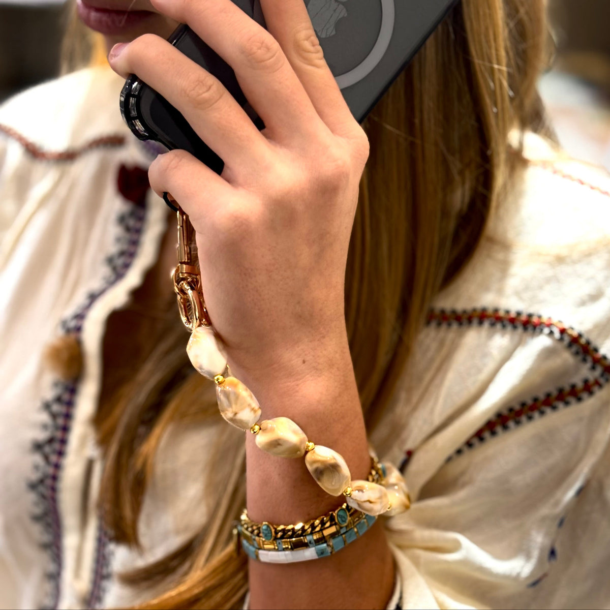 Portofino Key Ring / Phone Charm - Sand