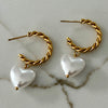 Heart Pearl Drop Earrings