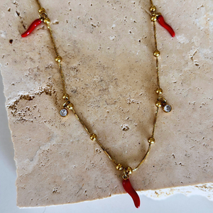 Sicilian Shores Delicate Charm Necklace - Protection Horns