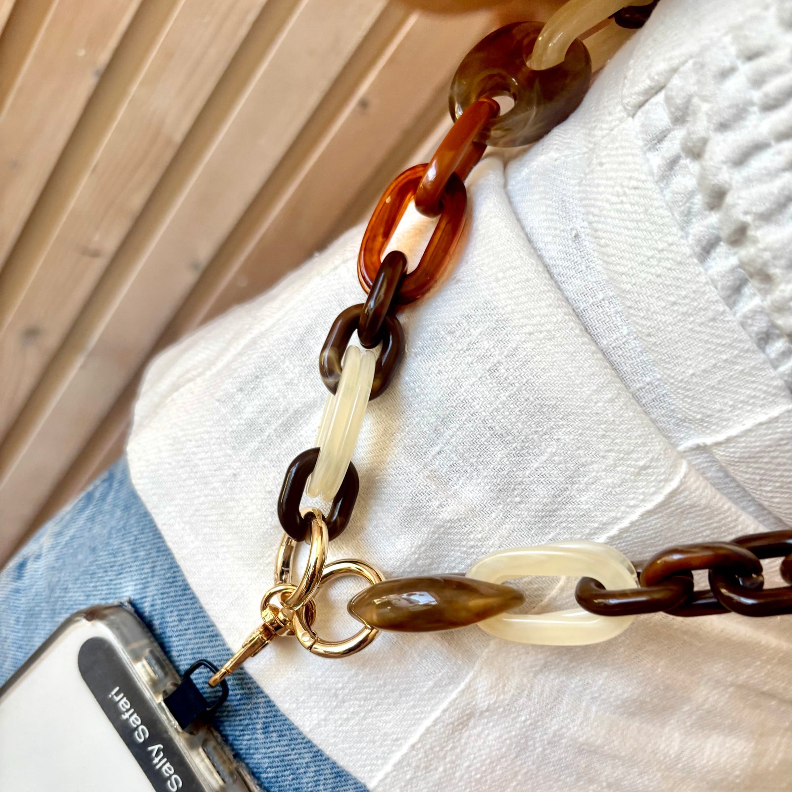 Amalfi Cross body phone strap - Mixed Latte