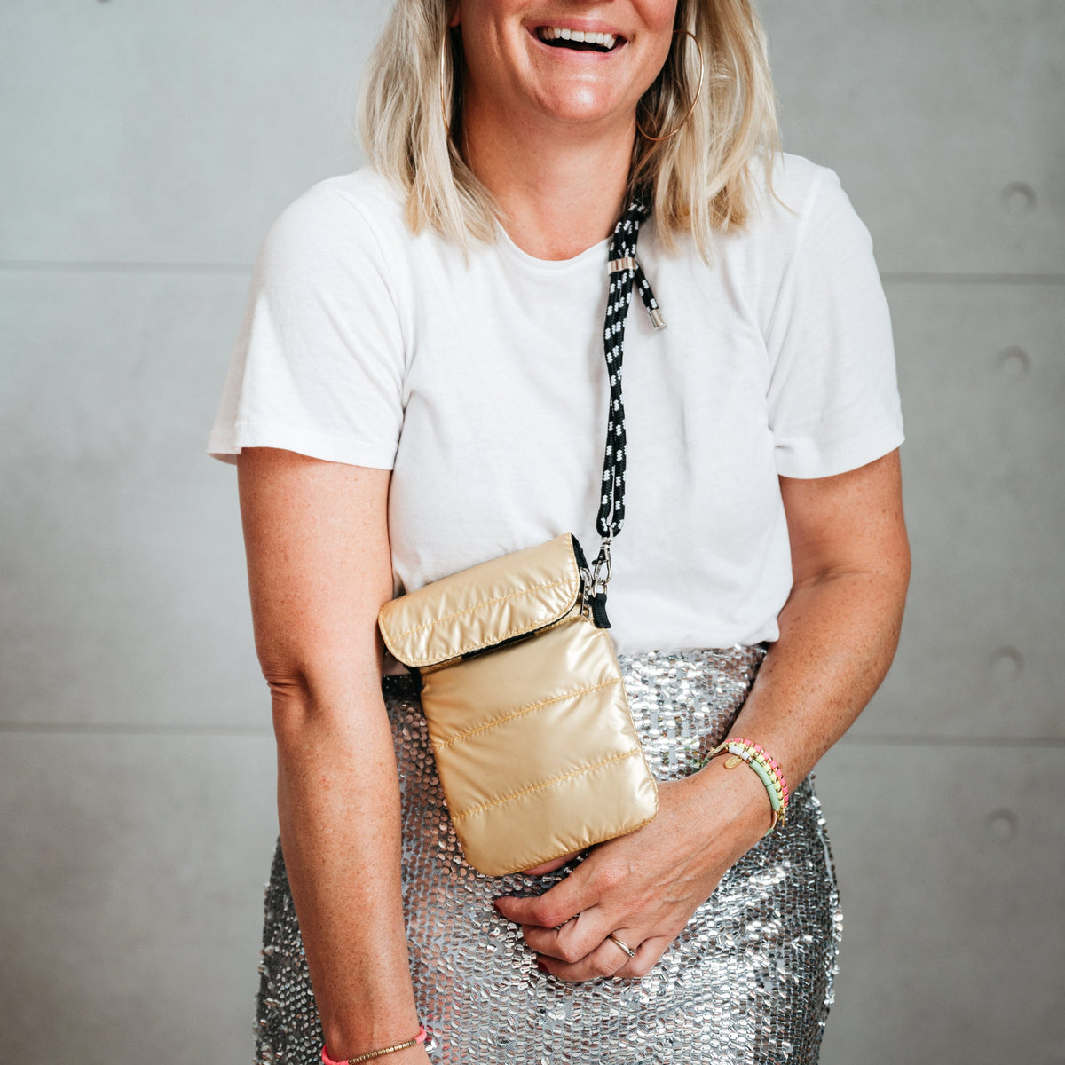 Amour Cross Body Bag, Phone Pouch - Gold