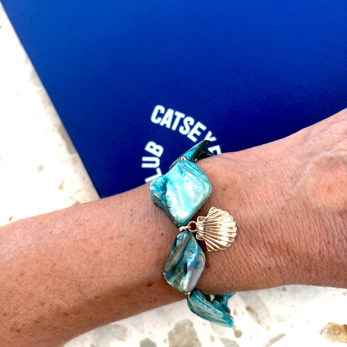 Club 55 St Tropez Turquoise & shell detail bracelet