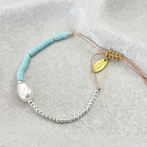 Harlow Pearl Bracelet, Turquoise & Silver