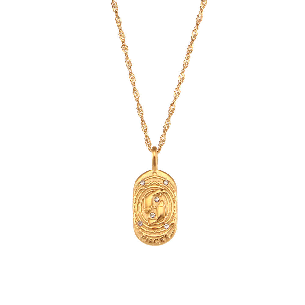 Zodiac Necklace Ancient Symbol - Pisces