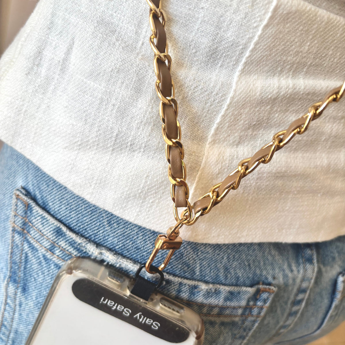 Cross body phone strap - Coco Tan
