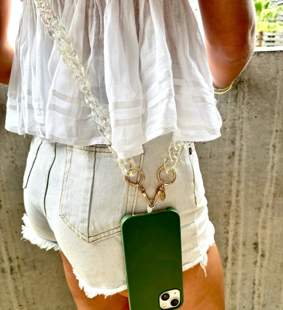 Cross body phone strap - clear