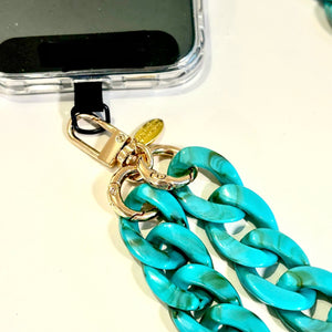 Cross Body Phone holder - Turquoise Tortishell