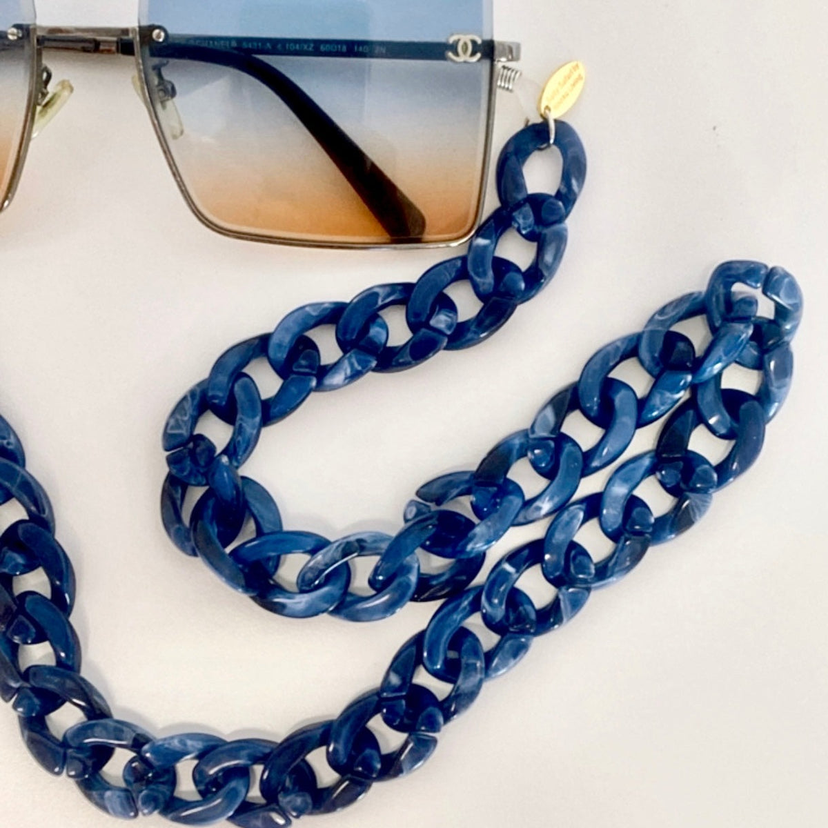 Navy Tortoise Shell - Sunglass chain