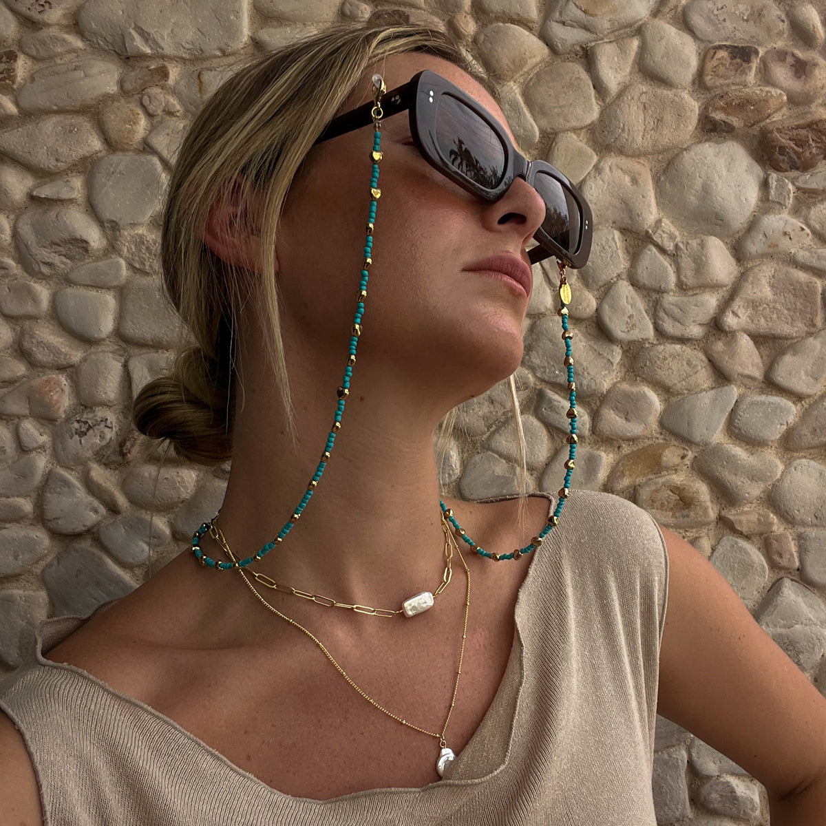 Love Sunglass Chain Turquoise