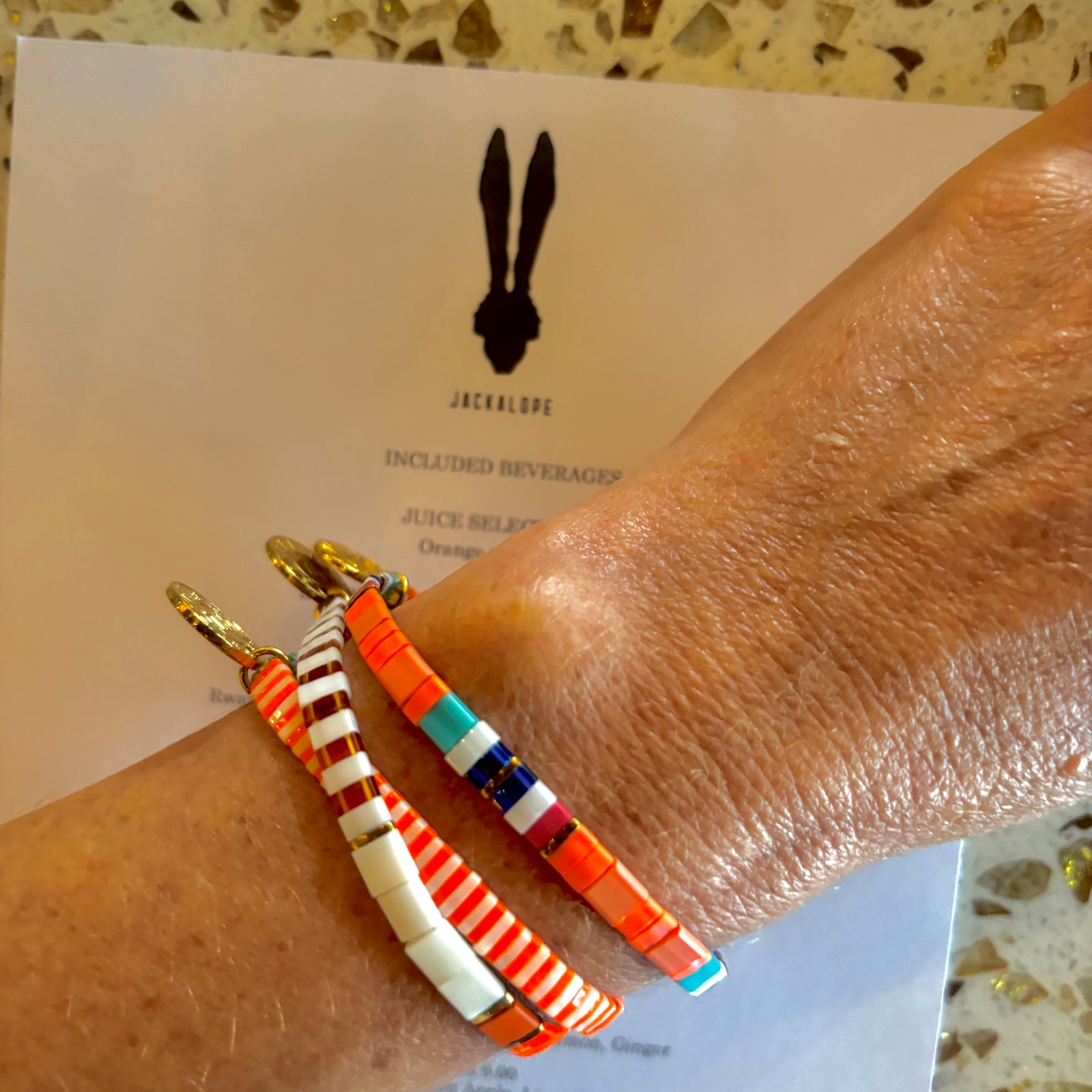 Ibiza Bracelet - Tangerine & Turquoise Mix