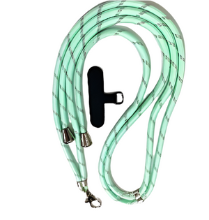 Cross body phone cord - Mint with a Touch Of Grey