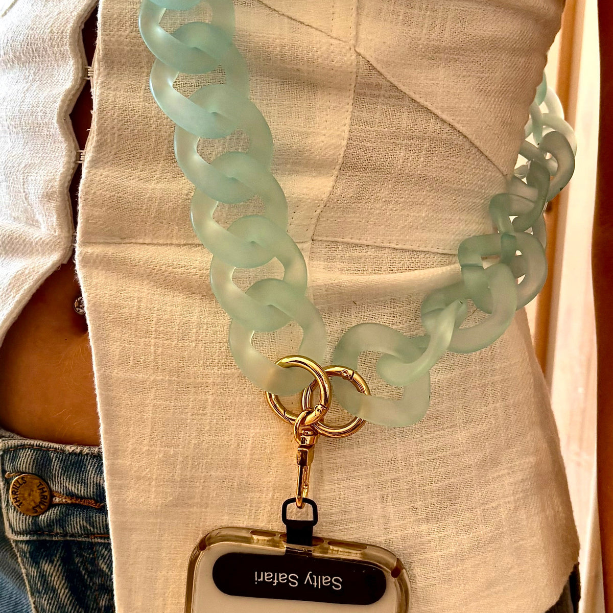 Capri cross body phone strap - Sky Blue