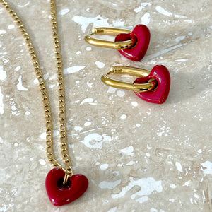 Sophie Ruby Gold Heart Earrings