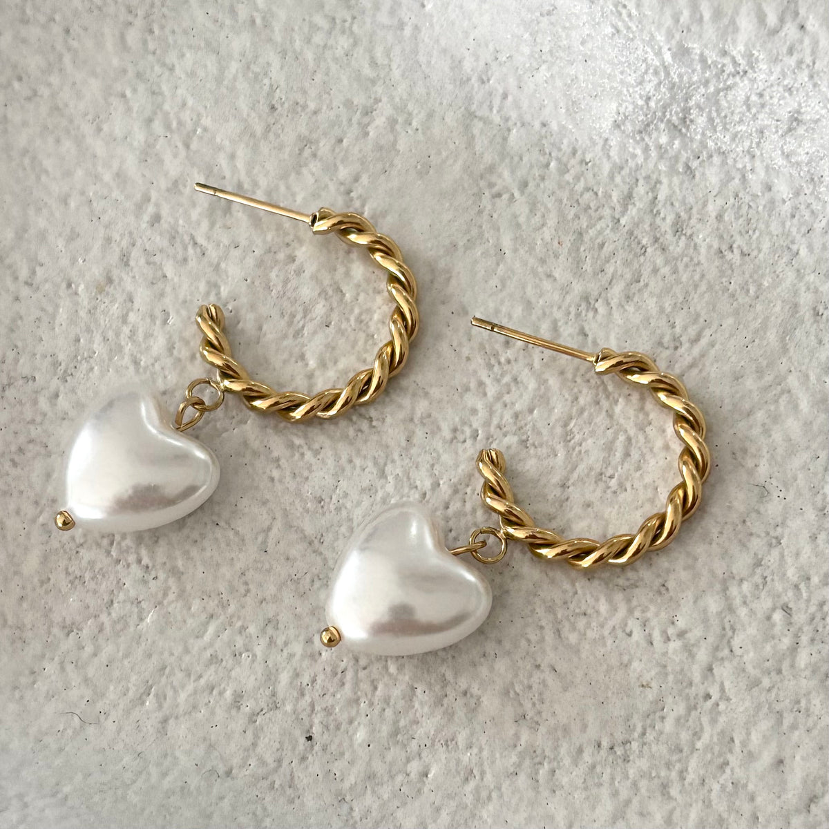 Heart Pearl Drop Earrings