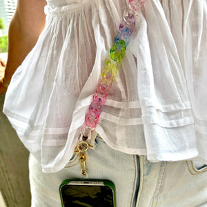 Cross body phone strap - Metallic Rainbow