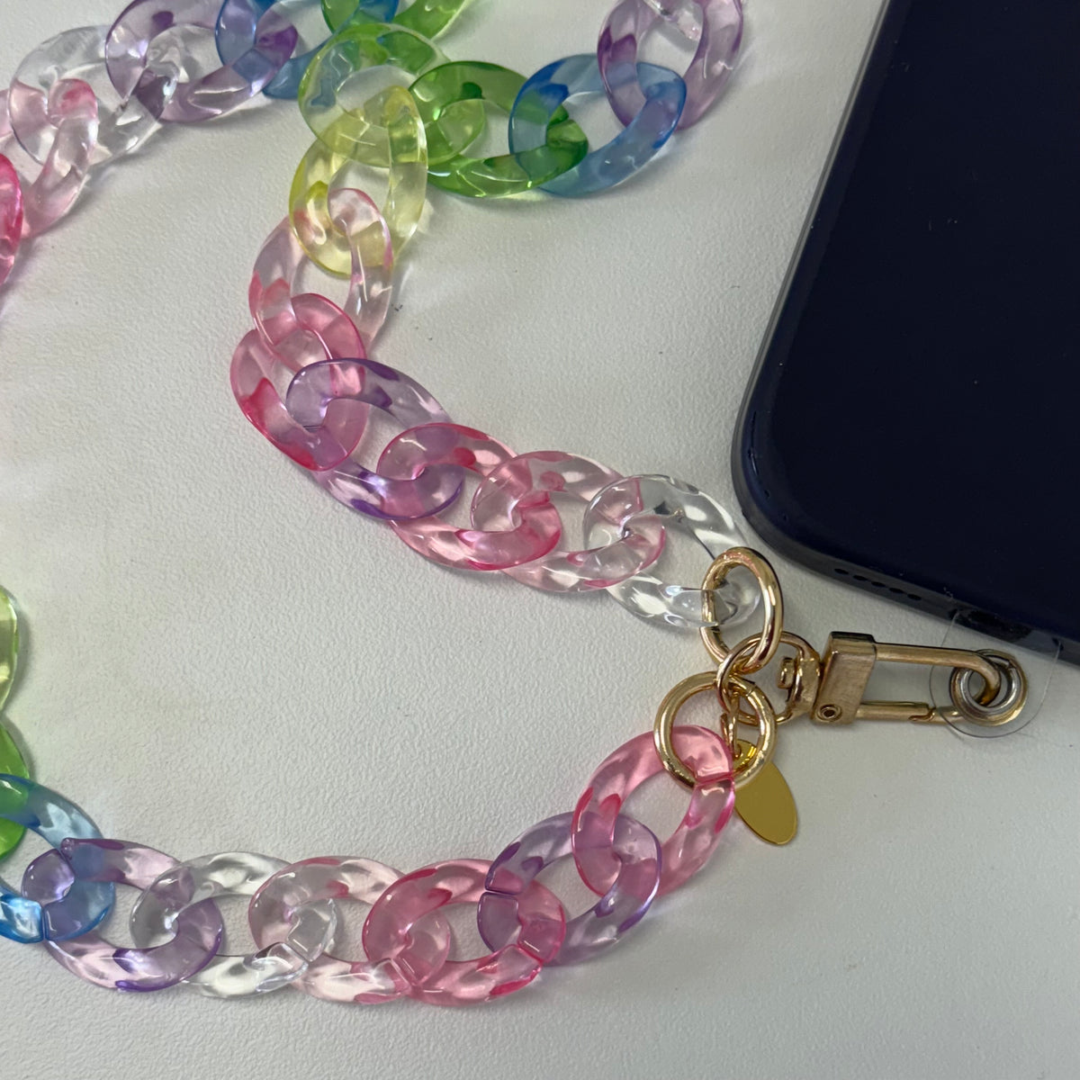 Cross body phone strap - Metallic Rainbow