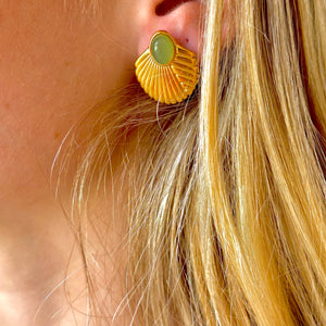 Vale Gold Earrings, Emerald