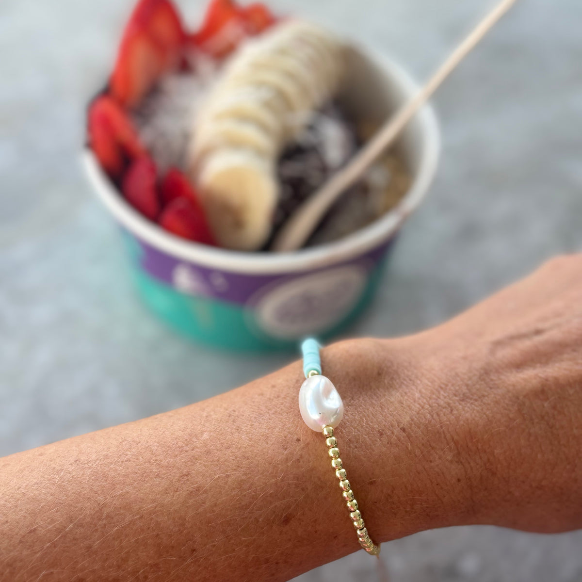 Harlow Pearl Bracelet, Turquoise & Gold