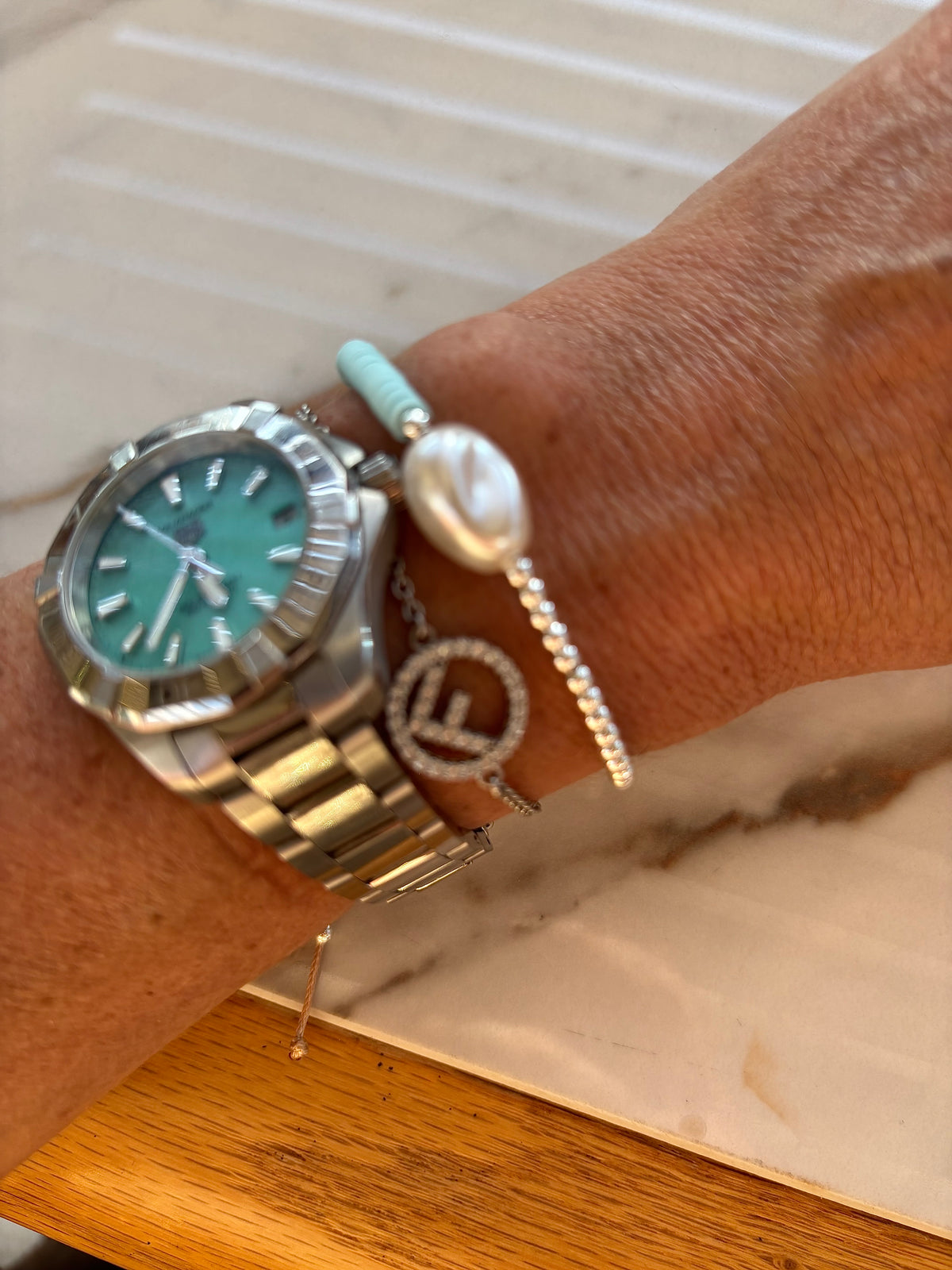 Harlow Pearl Bracelet, Turquoise & Silver