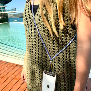 Cross body phone cord - Nautical