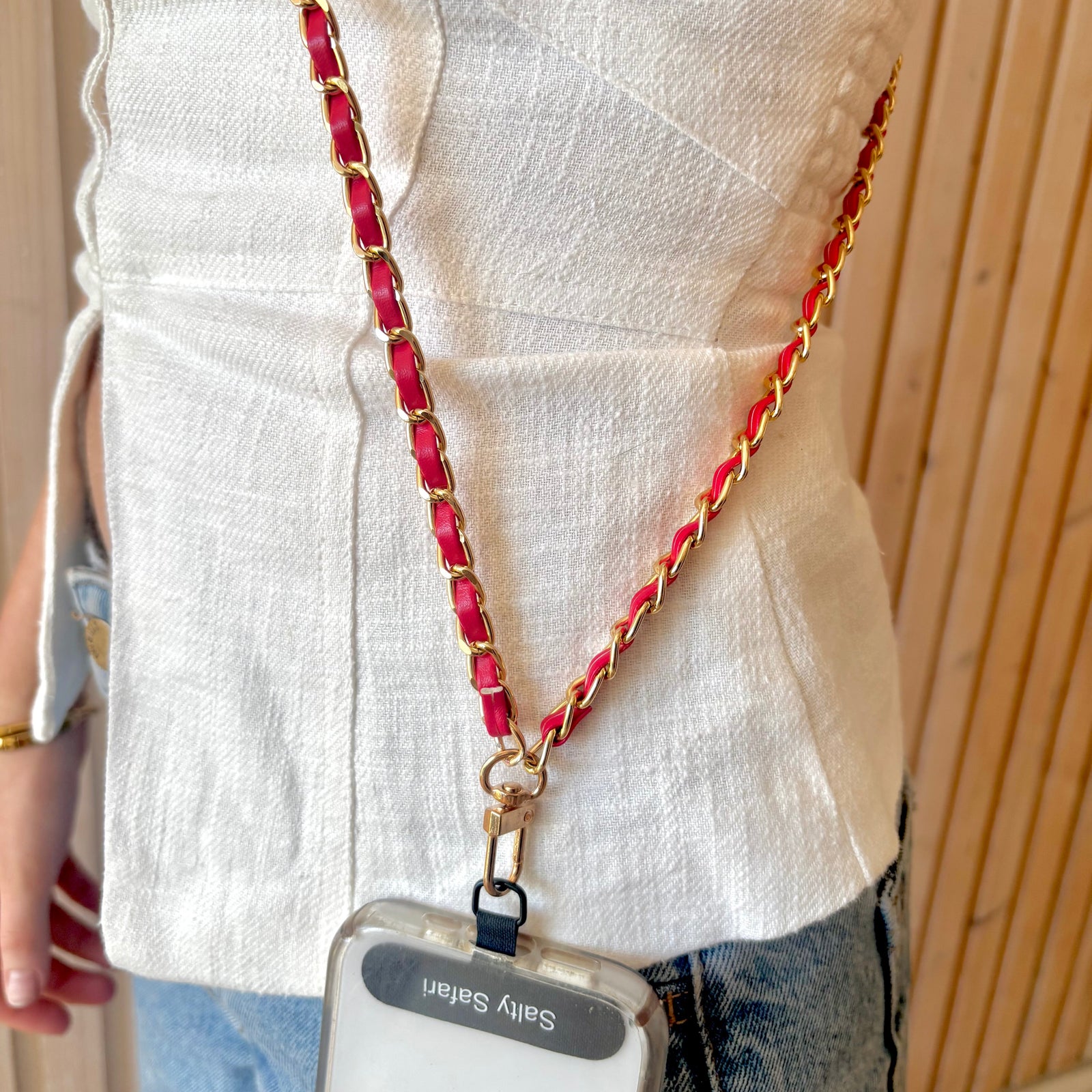 Cross body phone strap - Ruby Red