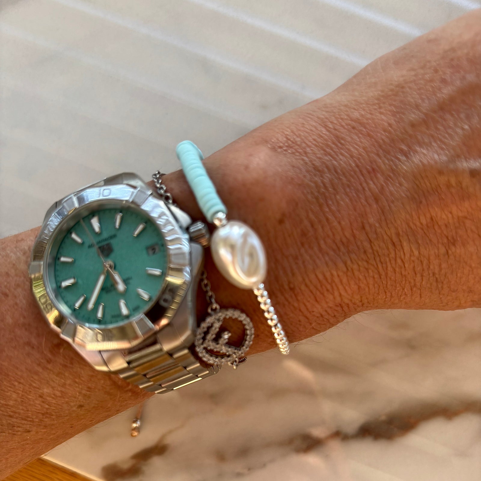 Harlow Pearl Bracelet, Turquoise & Silver