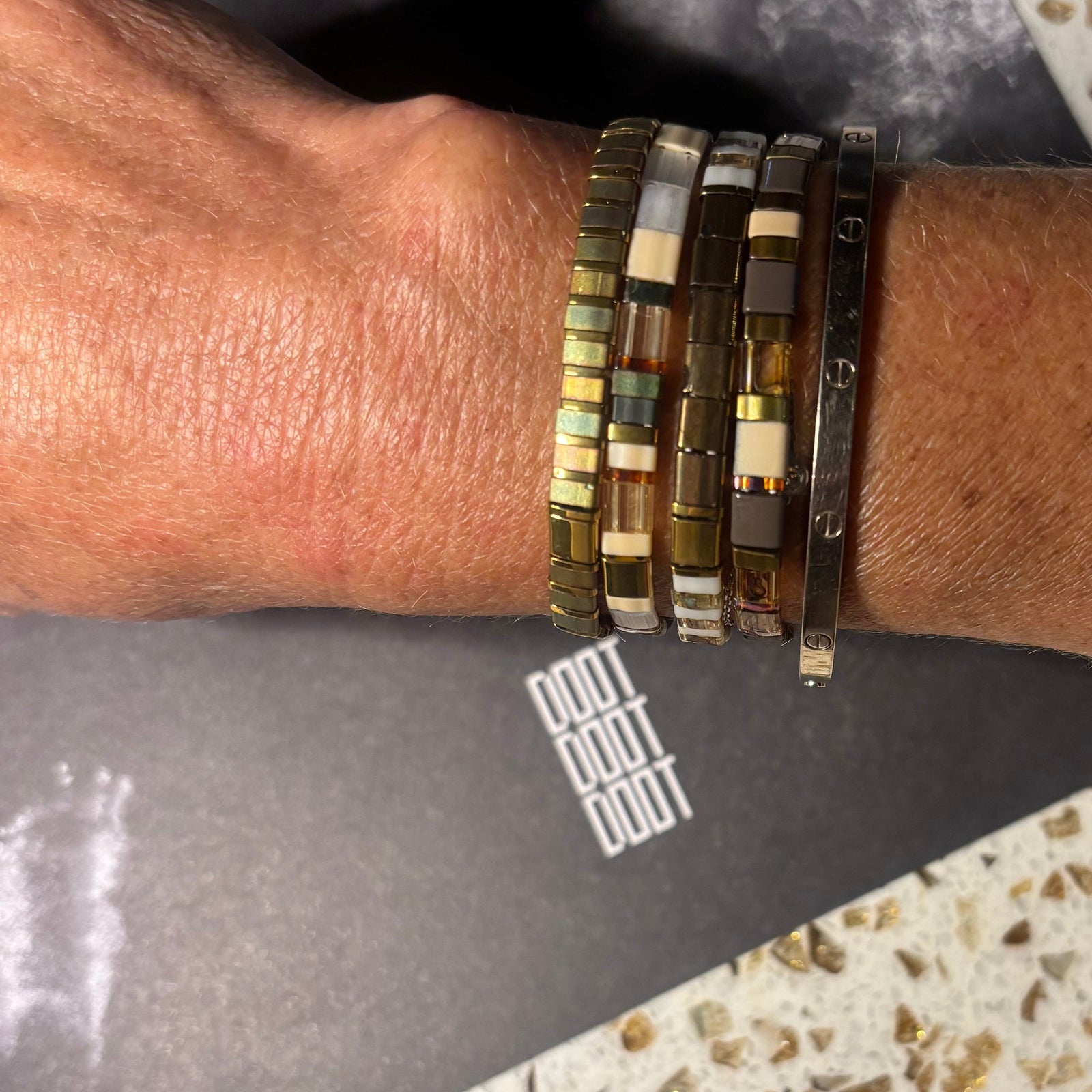 Ibiza Bracelet Cluster - Bronzed Stack