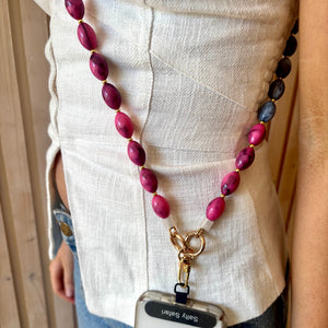 Bella Cross Body Phone Strap - Pink & Sky Blue