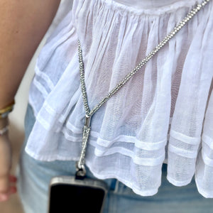 Cross body phone holder - Diamontè Silver