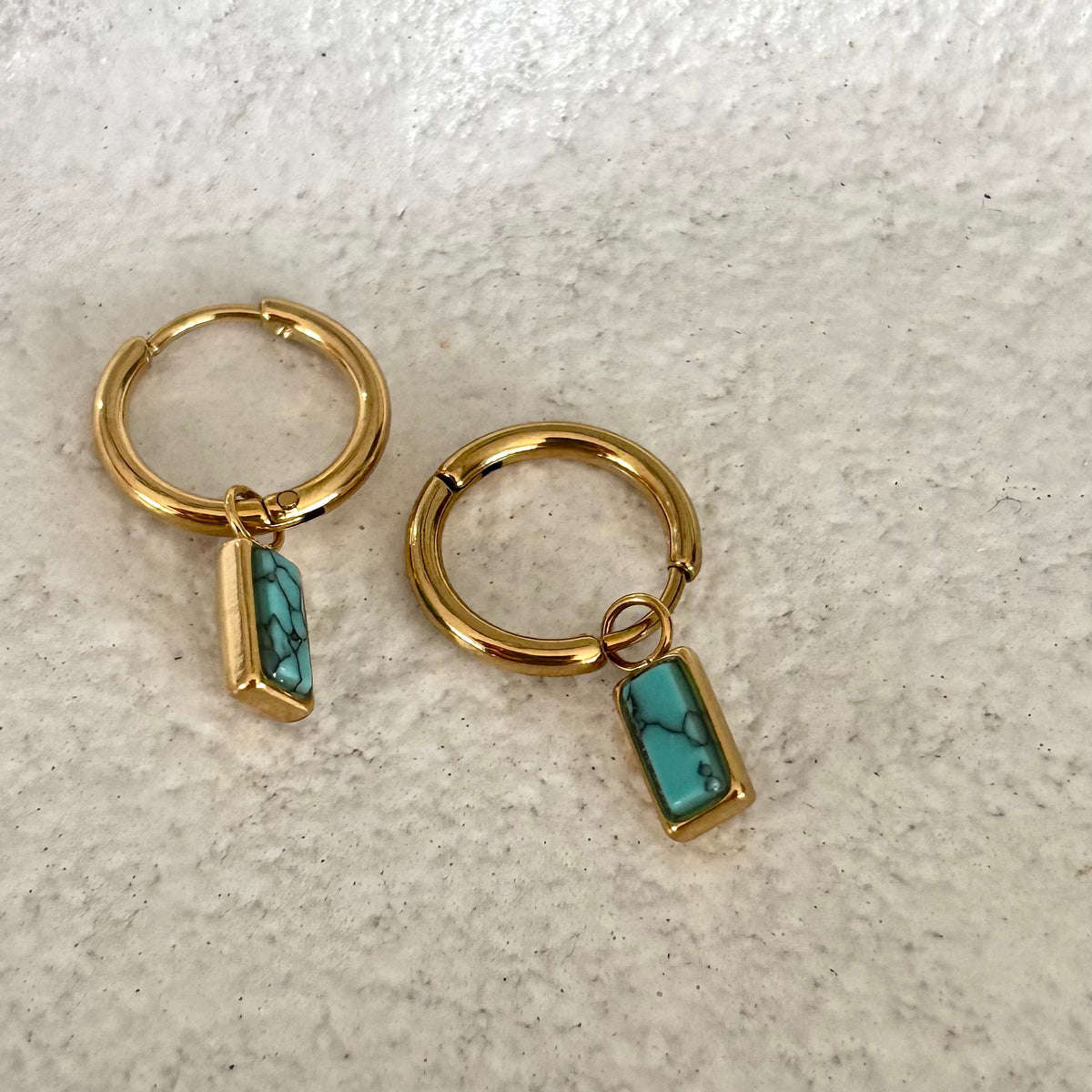 Sienna Huggies - Turquoise Stone