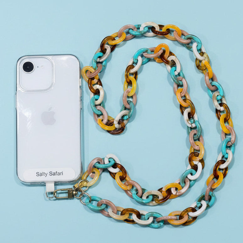 Cross body phone strap - Turquoise Chain