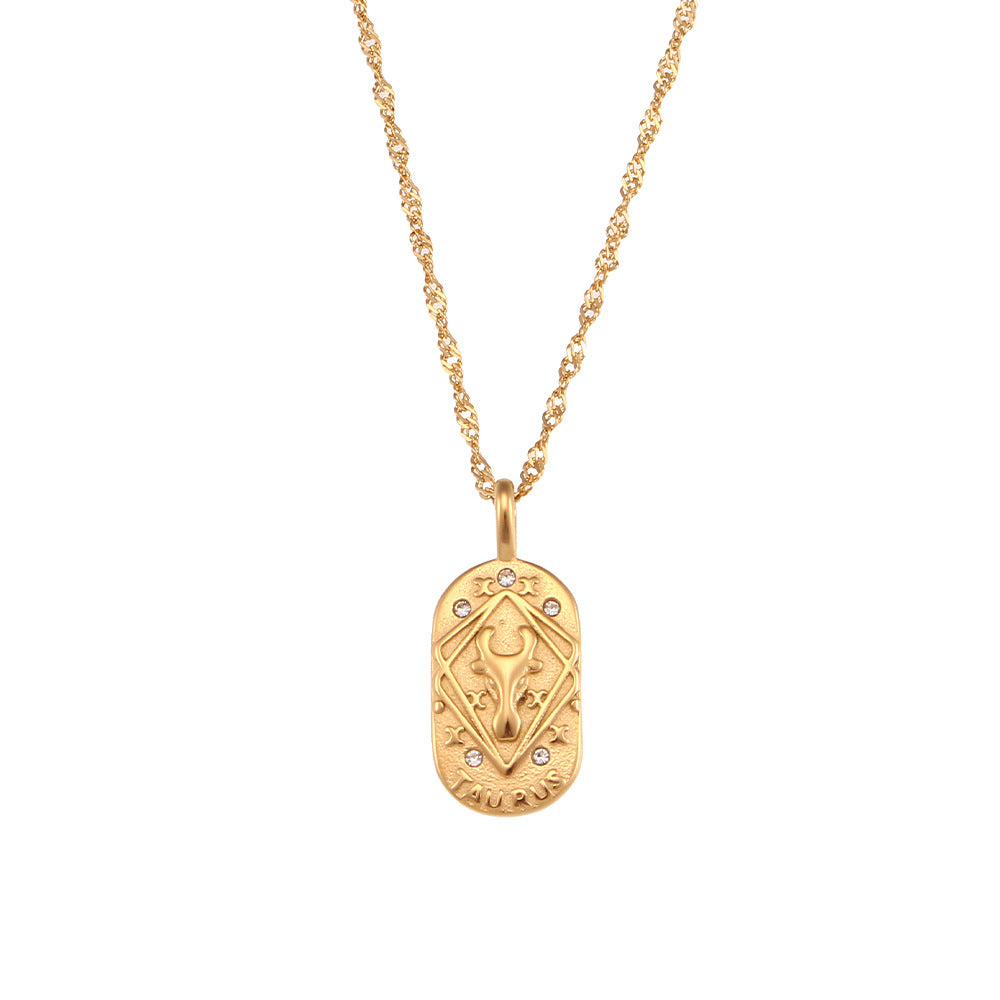 Zodiac Necklace Ancient Symbol - Taurus