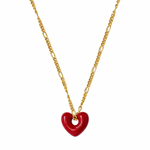 Sophia Heart Enamel Necklace Ruby