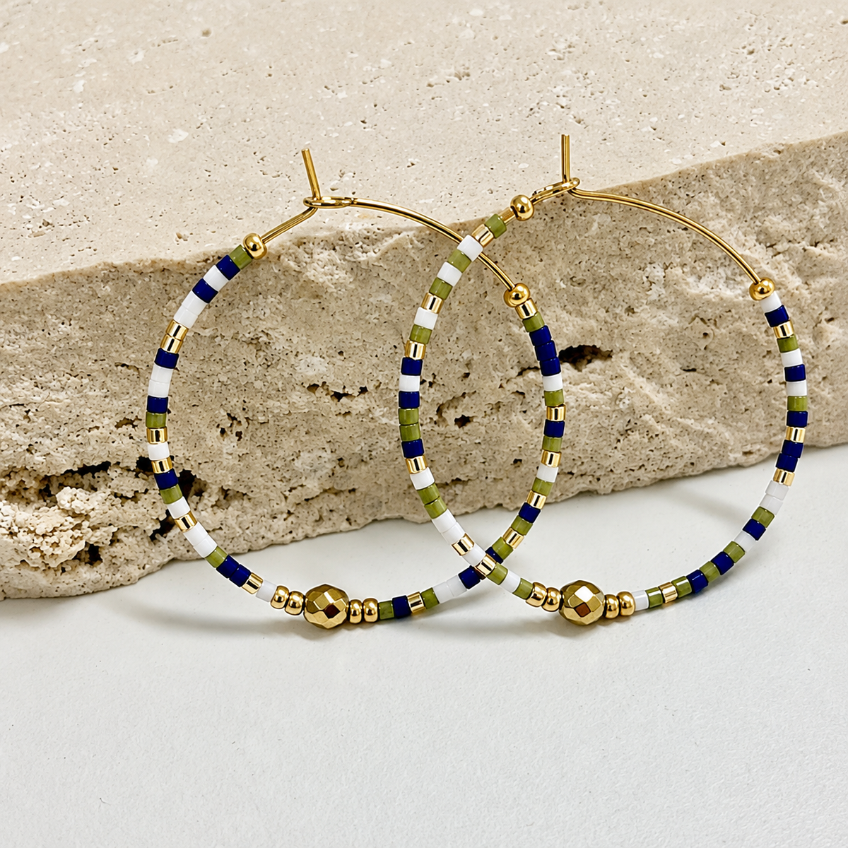 Seline Hoop - Navy with Bronze Hues