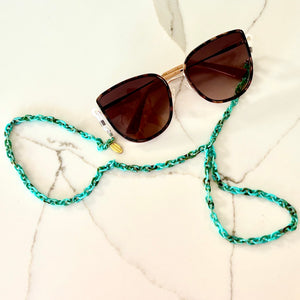 Nikki Beach Club Glasses Chain turquoise tortoise shell