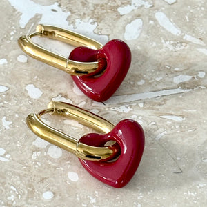 Sophie Ruby Gold Heart Earrings