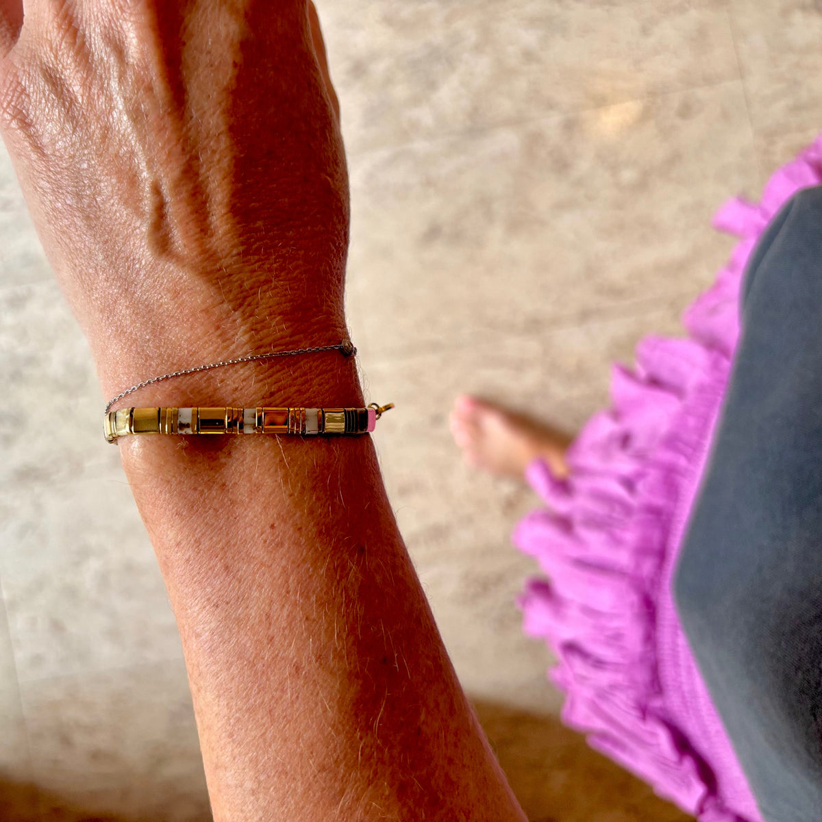 Ibiza Bracelet - Cleopatra Gold & Latte Stone