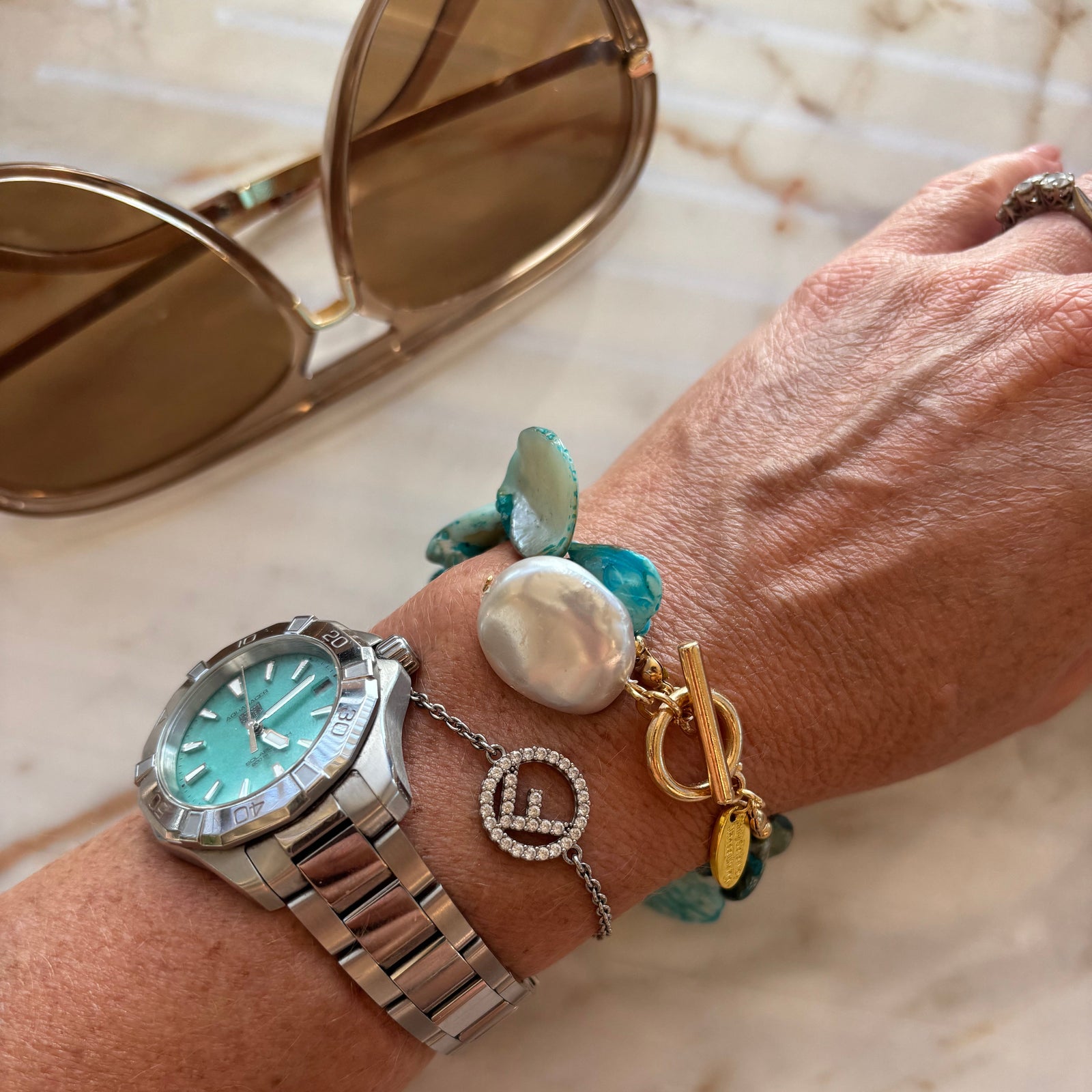 Club 55 St Tropez Turquoise & Pearl bracelet