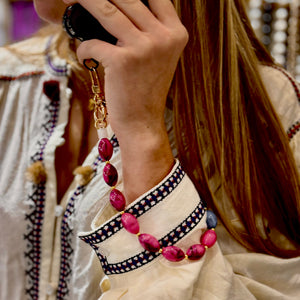 Bella Key Ring || Phone Charm - Pink & Navy