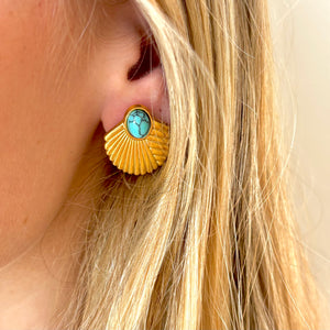 Vale Gold Earrings, Turquoise