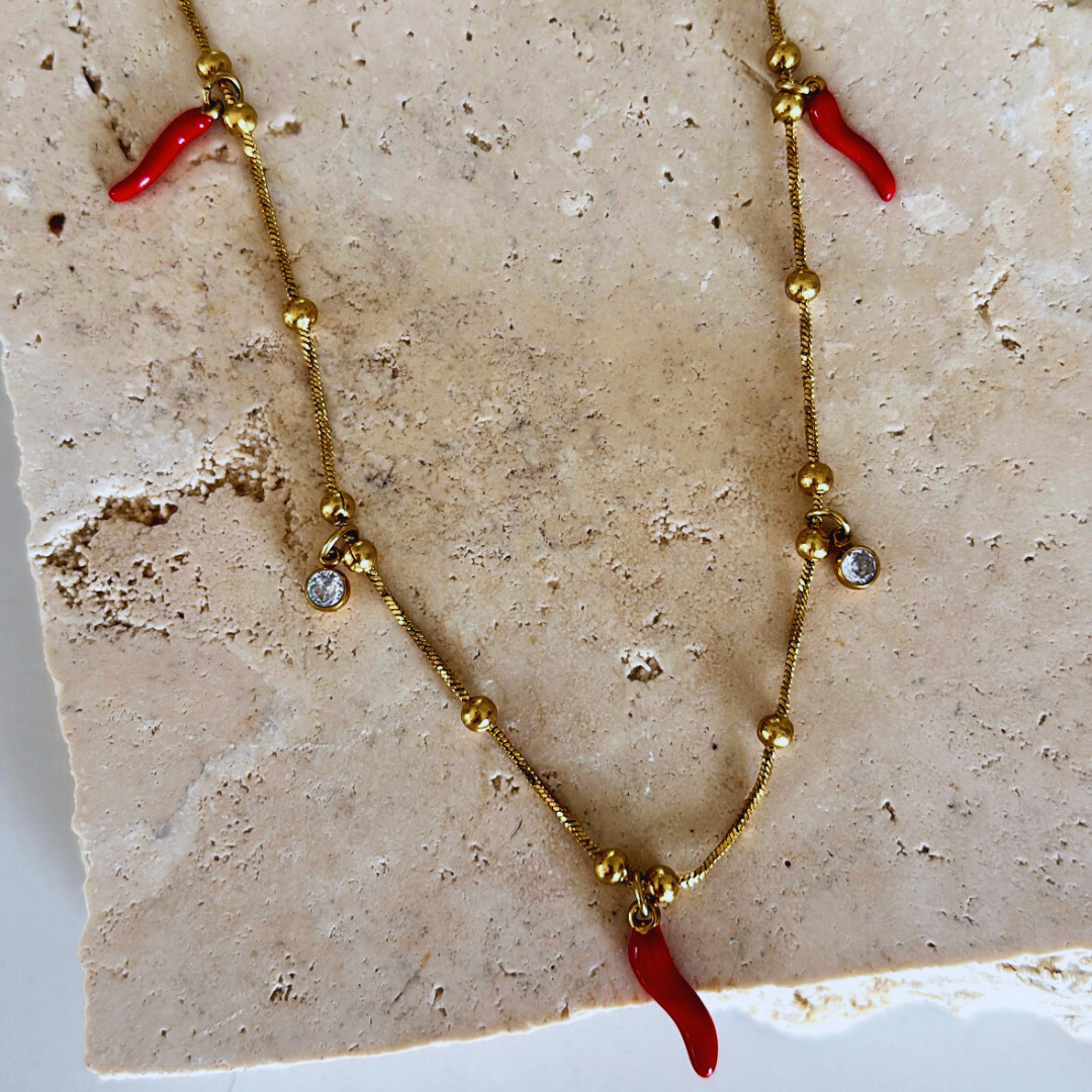 Sicilian Shores Delicate Charm Necklace - Protection Horns