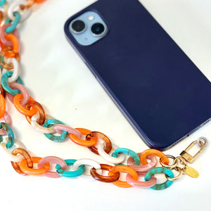 Cross body phone Strap - Turquoise Mix Chain