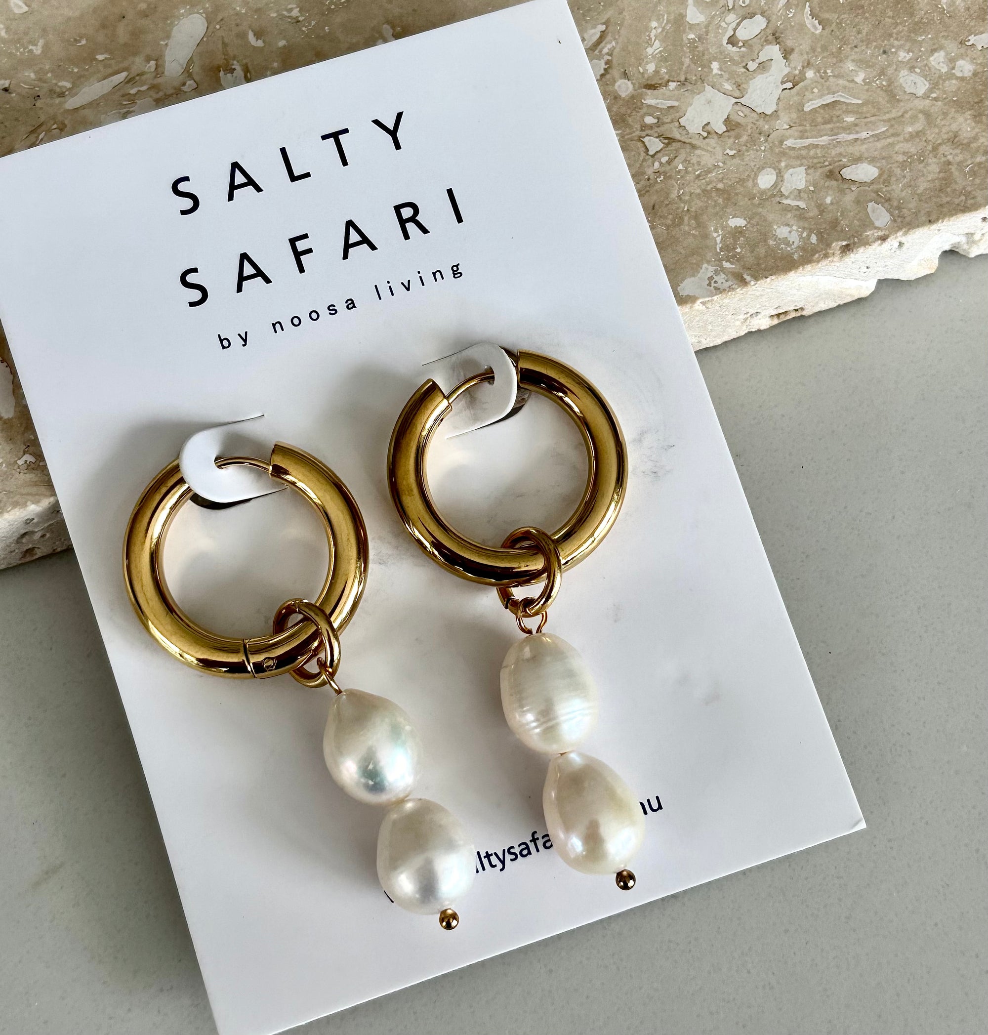 Faith Hoop Pearl Drop Earrings