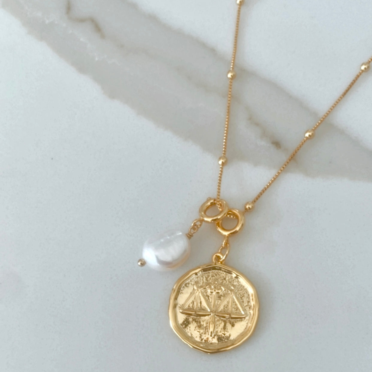 Zodiac with Freshwater Pearl - Libra Sept 24 - Oct 23