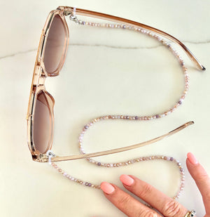 Kristy glasses chain - Pink crystal