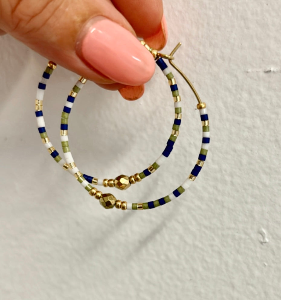 Seline Hoop - Navy with Bronze Hues