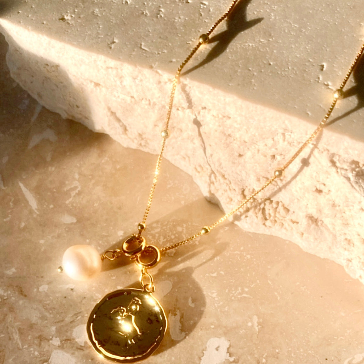 Zodiac with Freshwater Pearl Detail - Aries March 21 - April 20